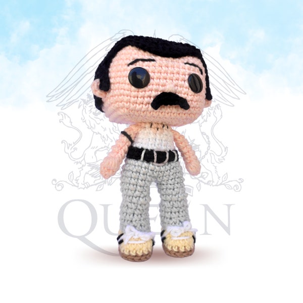 Freddie Mercury Crochet Pattern, Amigurumi Pattern, PDF English pattern, Funko pop crochet