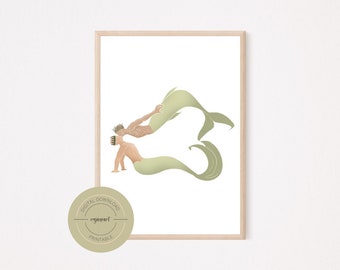 Mermen Wall Art Printable, LGBT, Downloadable Decor