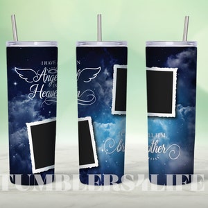 20oz Skinny Tumbler Memorial, Picture Memorial sublimation design, Rest in Peace Brother, In Loving Memory, Wings Were Ready, Sublimation