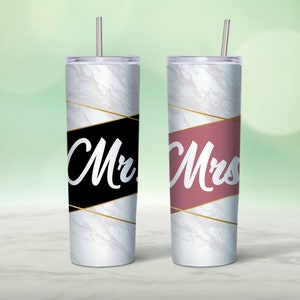 Mr. &Mrs. Wedding 20 oz Sublimation Tumbler Design, Hochzeit Tumbler, Wifey Hubby, Bride to Be, Braut Bräutigam Tumbler, 20oz Skinny, Waterslide