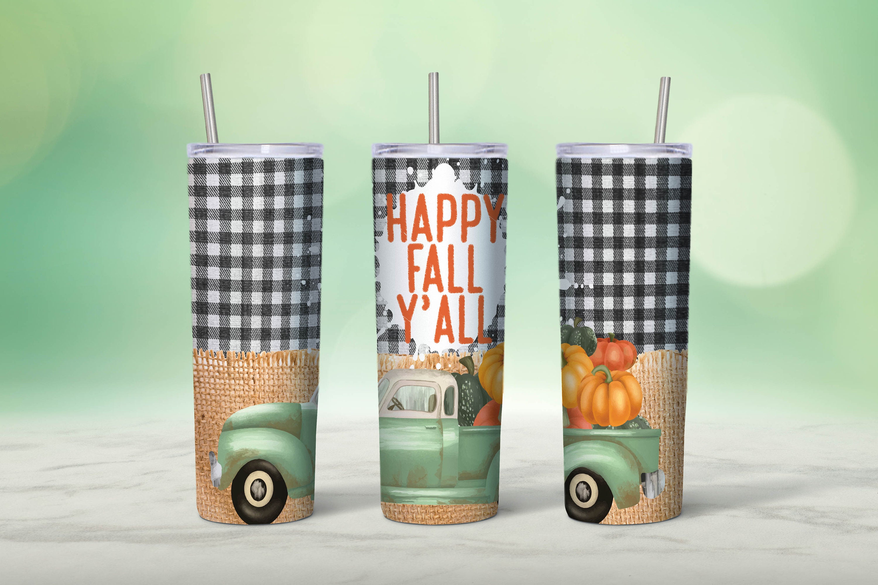 Happy fall Y'all Floral Old Truck 20 oz Skinny Tumbler Sublimation ...