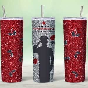 Red Poppies 20oz Skinny Tumbler Sublimation Design, Remembrance Day, Lest We Forget, Flower, Straight Tapered, Full Tumbler Wrap, Waterslide