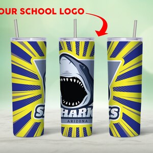 School Colors Tumbler Sublimation Design: Navy Blue & Yellow (Digital Download)