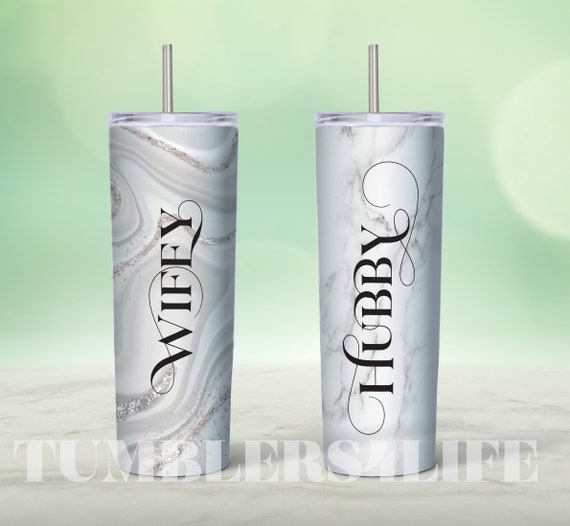 Wifey Hubby Tumbler 20 Oz Sublimation Tumbler Design, Wedding Tumbler, Mr.  & Mrs, Bride to Be, Bride Groom Tumbler, 20oz Skinny, Waterslide 