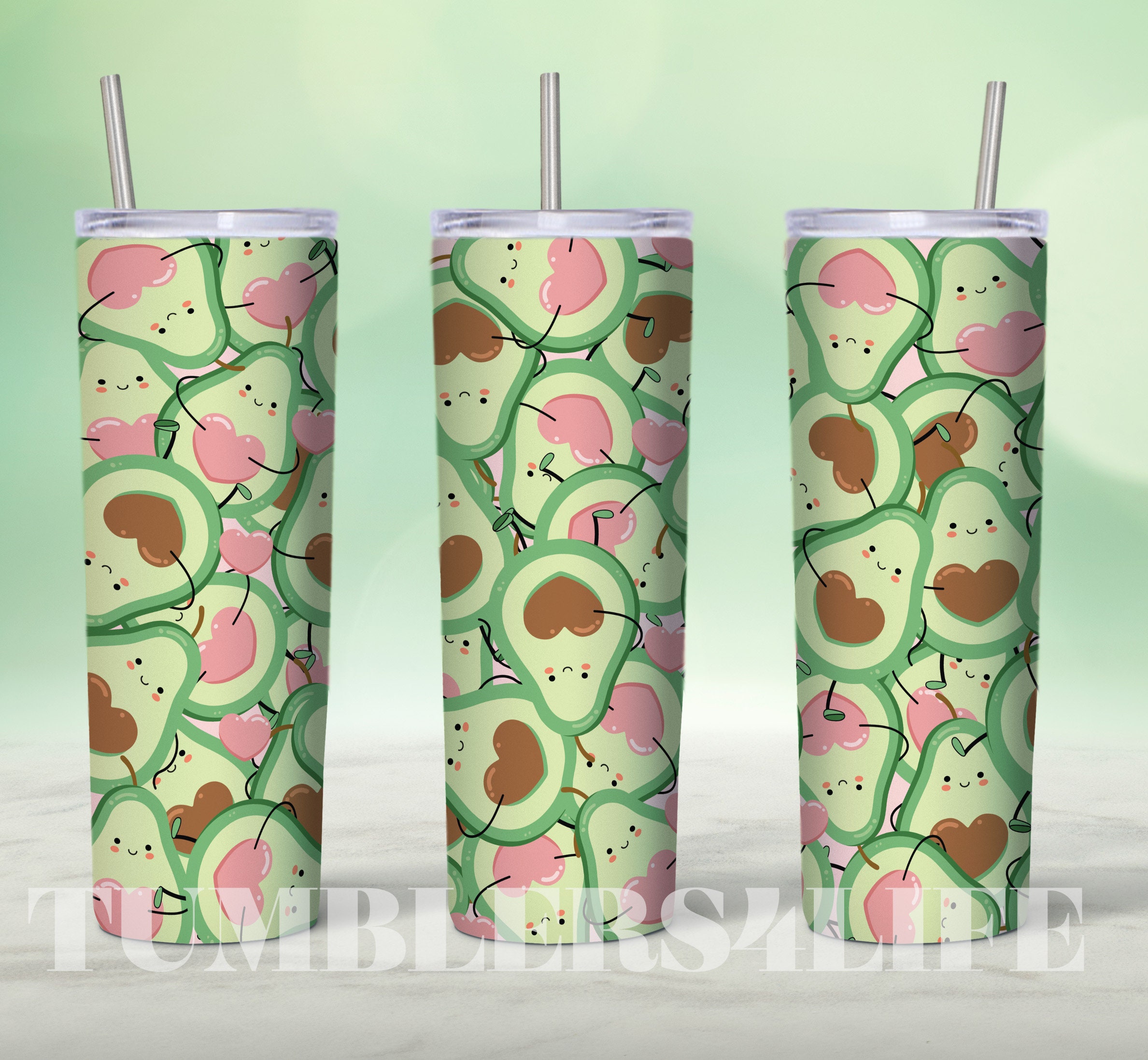 3D Avocado 20oz Skinny Tumbler Graphic by Frangipani store