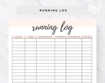 Running Log - Running Tracker Printable - Jogging Log - Exercise Log -Running Tracker Printable, Exercise Planner, Fitness Planner