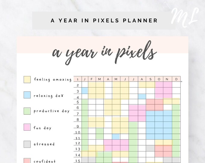 A Year in Pixels Printable Mood Tracker Bullet Journal - Etsy Canada