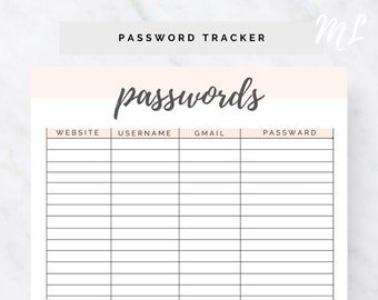 Printable Password Keeper | Etsy