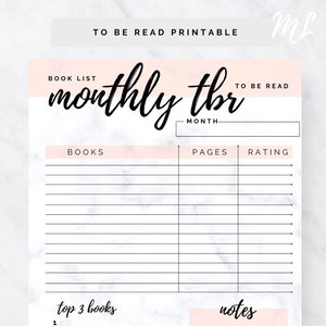 Monthly Book Page and Stars Trackers for Reading Planner or Journal, PDF Printable, Reading Log, TBR, Book Stats for Book Lovers, goodreads image 1