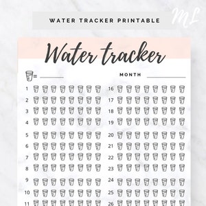 Water Intake Tracker - Water Tracker - Minimal Water Journal - Water Diary Monthly Daily PDF PRINTABLE Water Tracker Water Intake Hydration