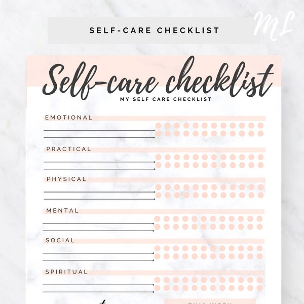 Self Care Checklist Etsy
