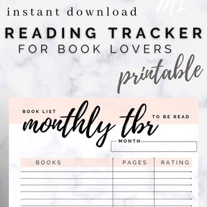 Monthly Book Page and Stars Trackers for Reading Planner or Journal, PDF Printable, Reading Log, TBR, Book Stats for Book Lovers, goodreads image 3