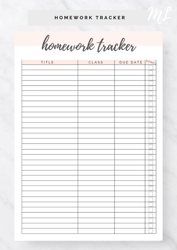 Homework Tracker, Printable Planner, Homework Planner, Assignment Planner,  School Planner, Student Assignment Tracker, Assignment Overview 