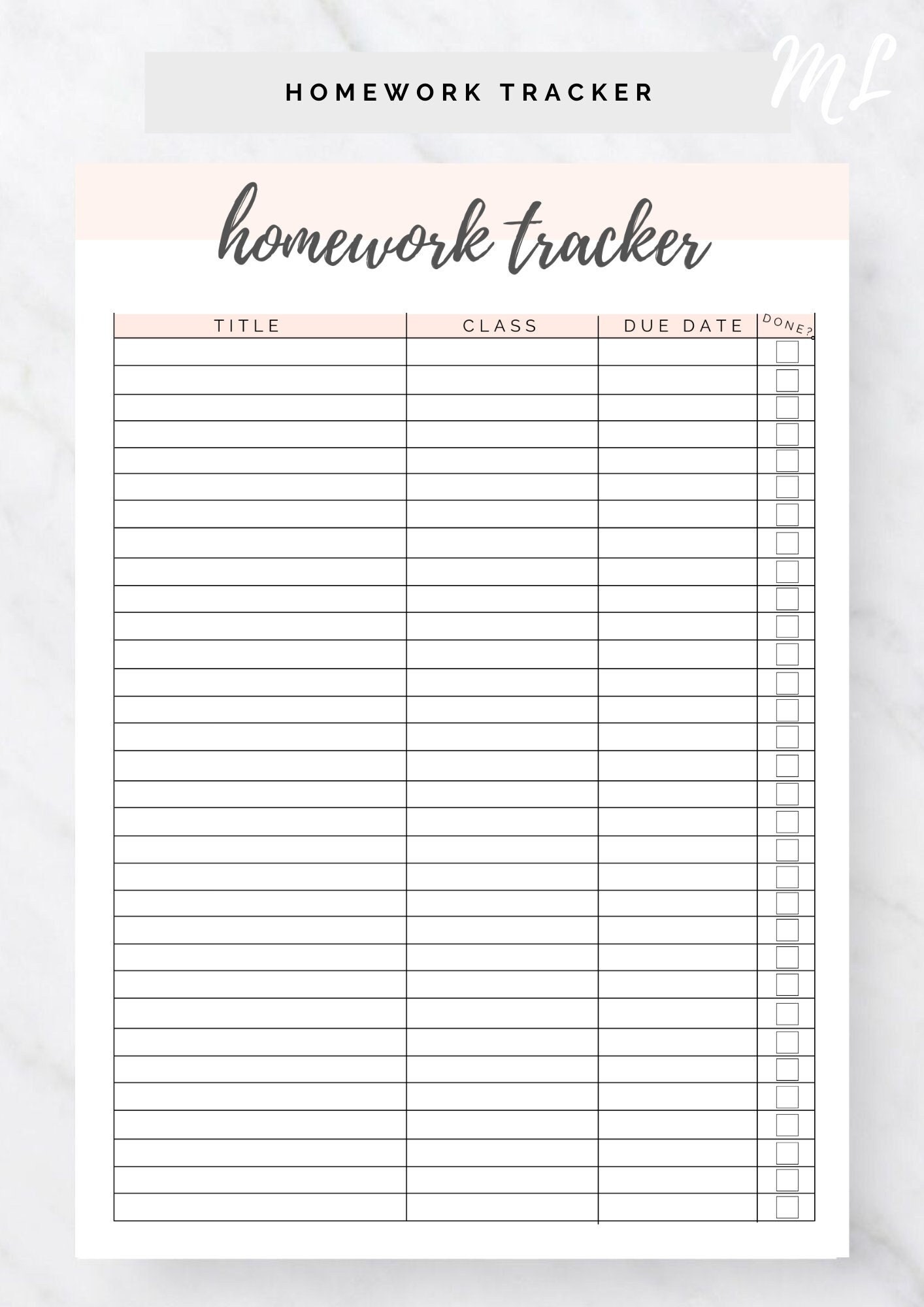 aesthetic homework tracker