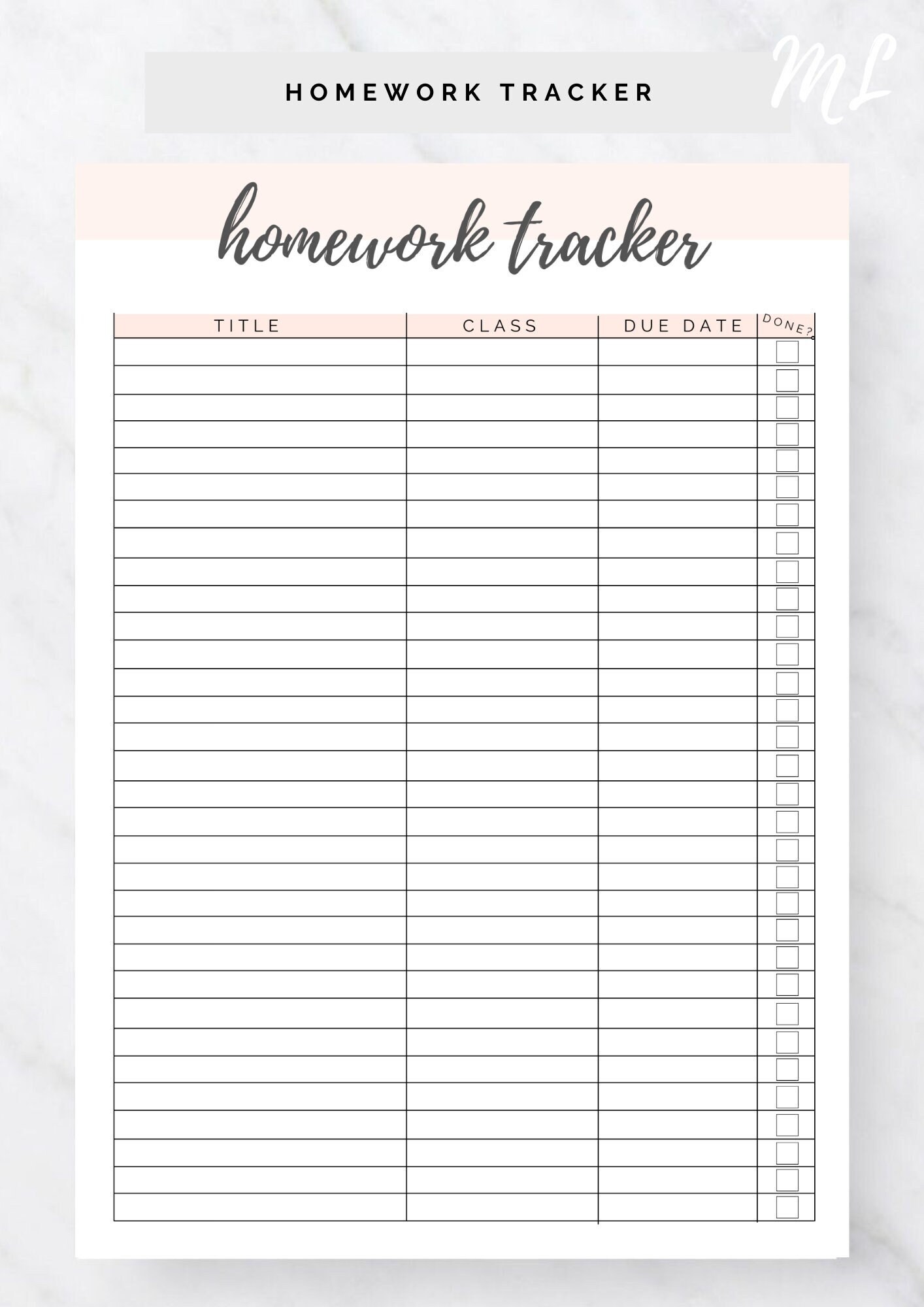 Homework Tracker Printable Planner Homework Planner Etsy UK