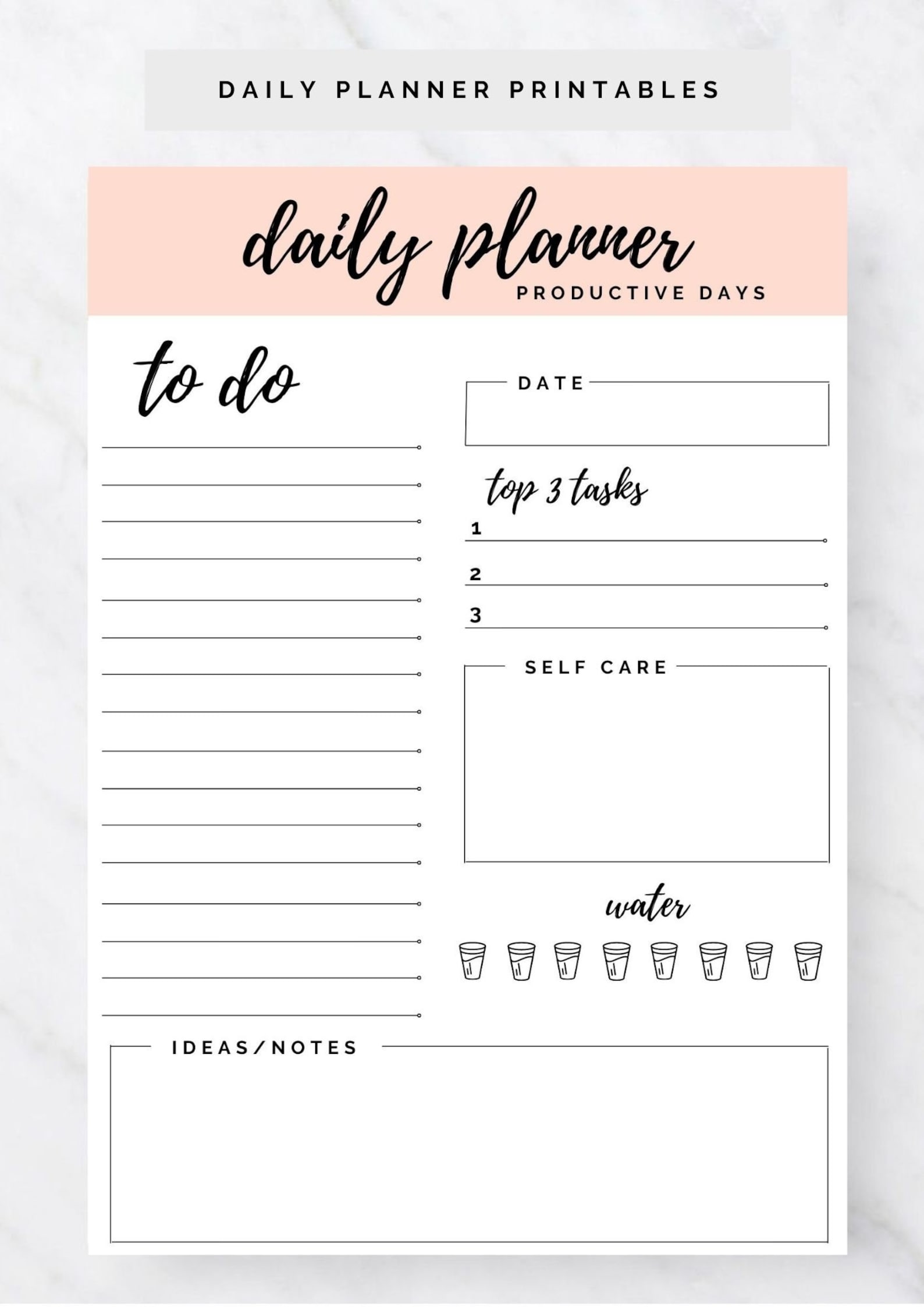 Daily Pink Planner Printable Planner Daily Schedule Daily Etsy