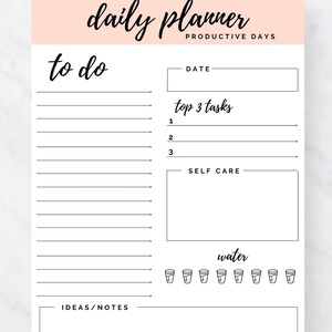 Daily Pink Planner Printable Planner Daily Schedule Daily Organizer Daily Pink Planner Printable Planner Daily Schedule Daily Organizer