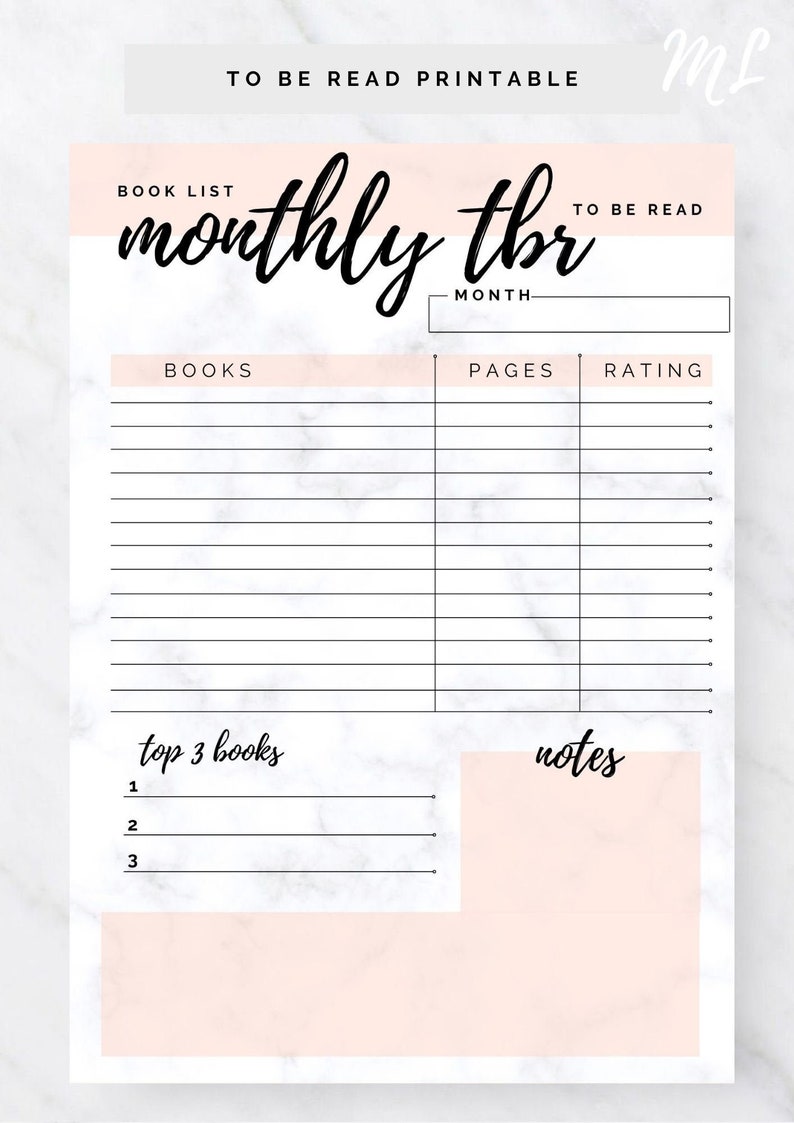 Monthly Book Page and Stars Trackers for Reading Planner or Journal, PDF Printable, Reading Log, TBR, Book Stats for Book Lovers, goodreads image 1