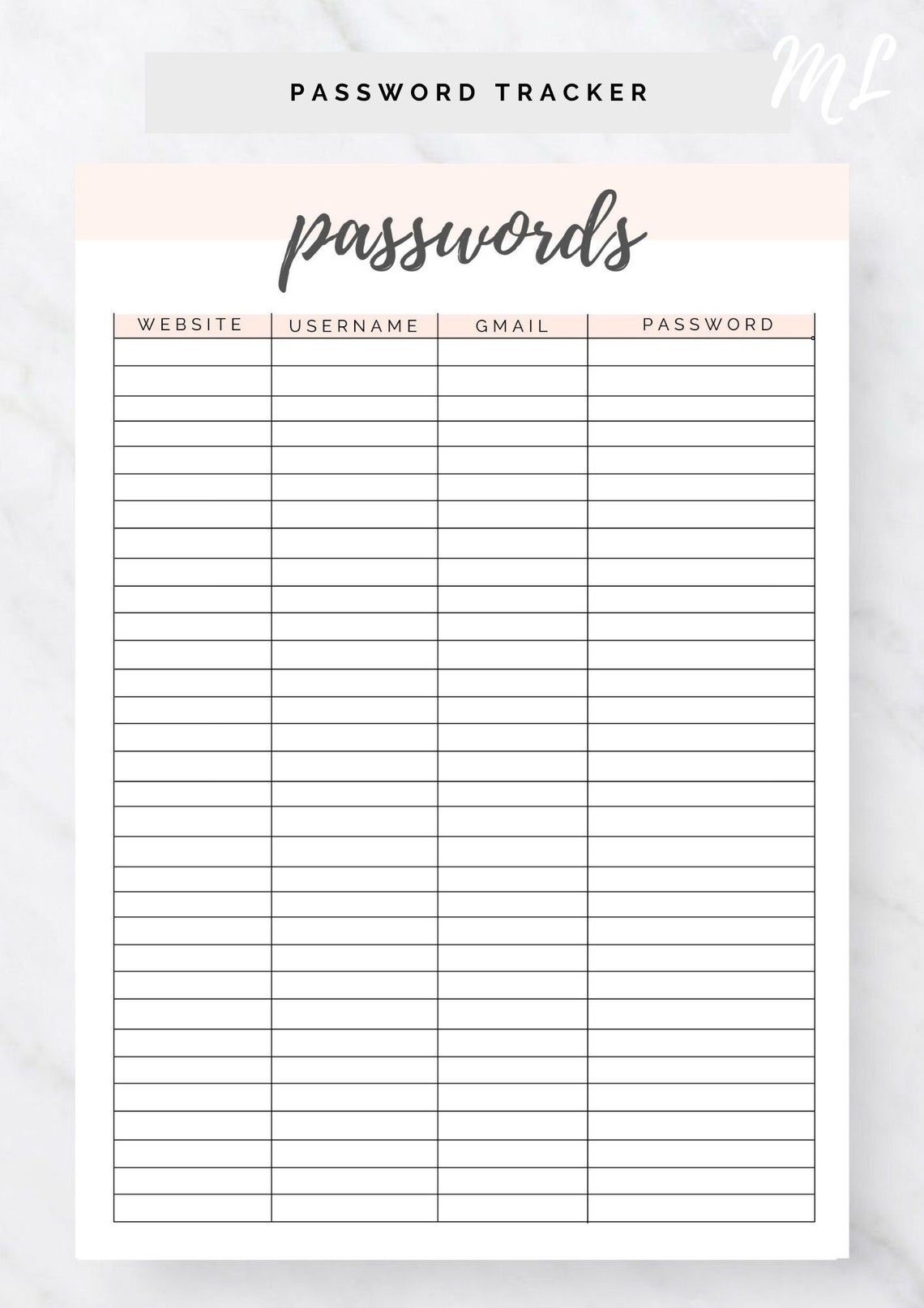 Printable Password Log, Password Keeper, Print at Home Planner Pages ...