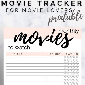 Movies to Watch List Movie Tracker Printable Movie List Printable ...
