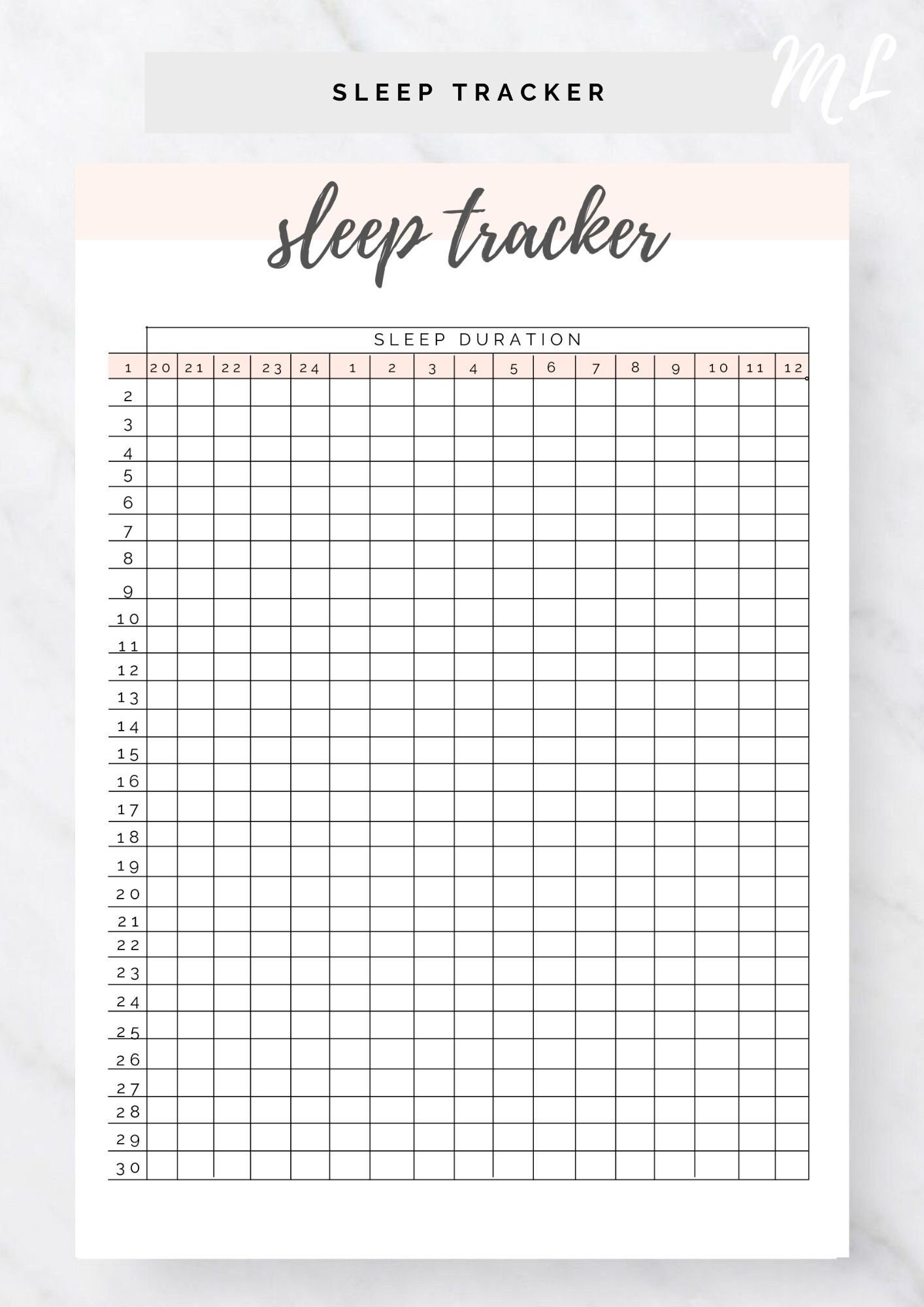 Sleep Chart Template Sleep Chart Template