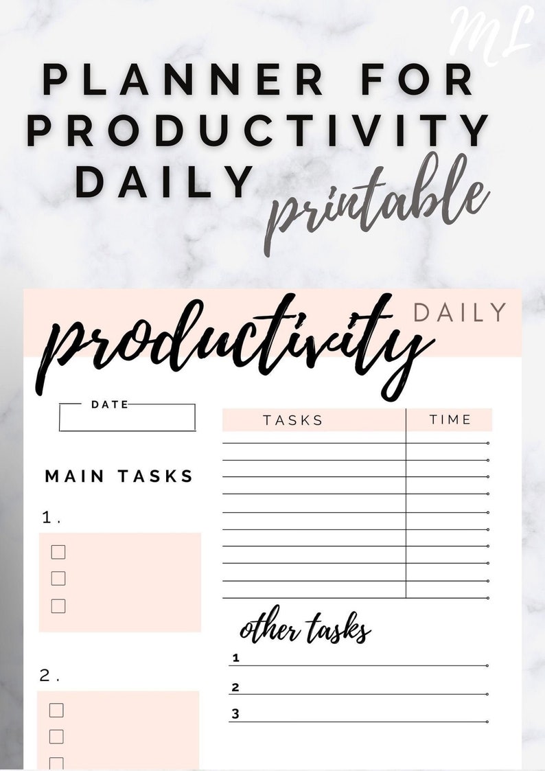 Productivity Planner Insert Free Weekly Planner 2021 A4 & JPG Printable PDF Daily Schedule, Pomodoro Tracker, To Do List, image 3