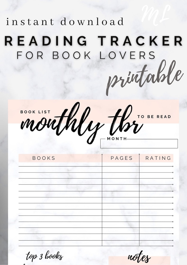 Monthly Book Page and Stars Trackers for Reading Planner or Journal, PDF Printable, Reading Log, TBR, Book Stats for Book Lovers, goodreads image 3