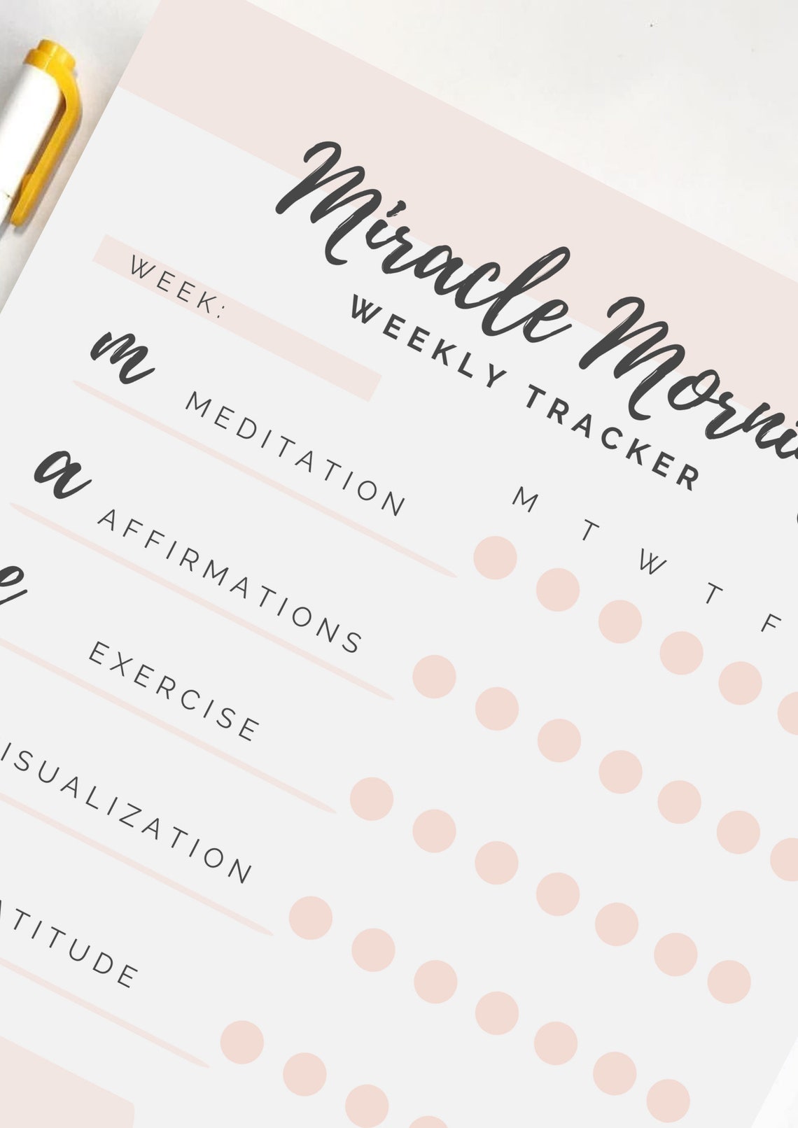 Miracle Morning Weekly Printables