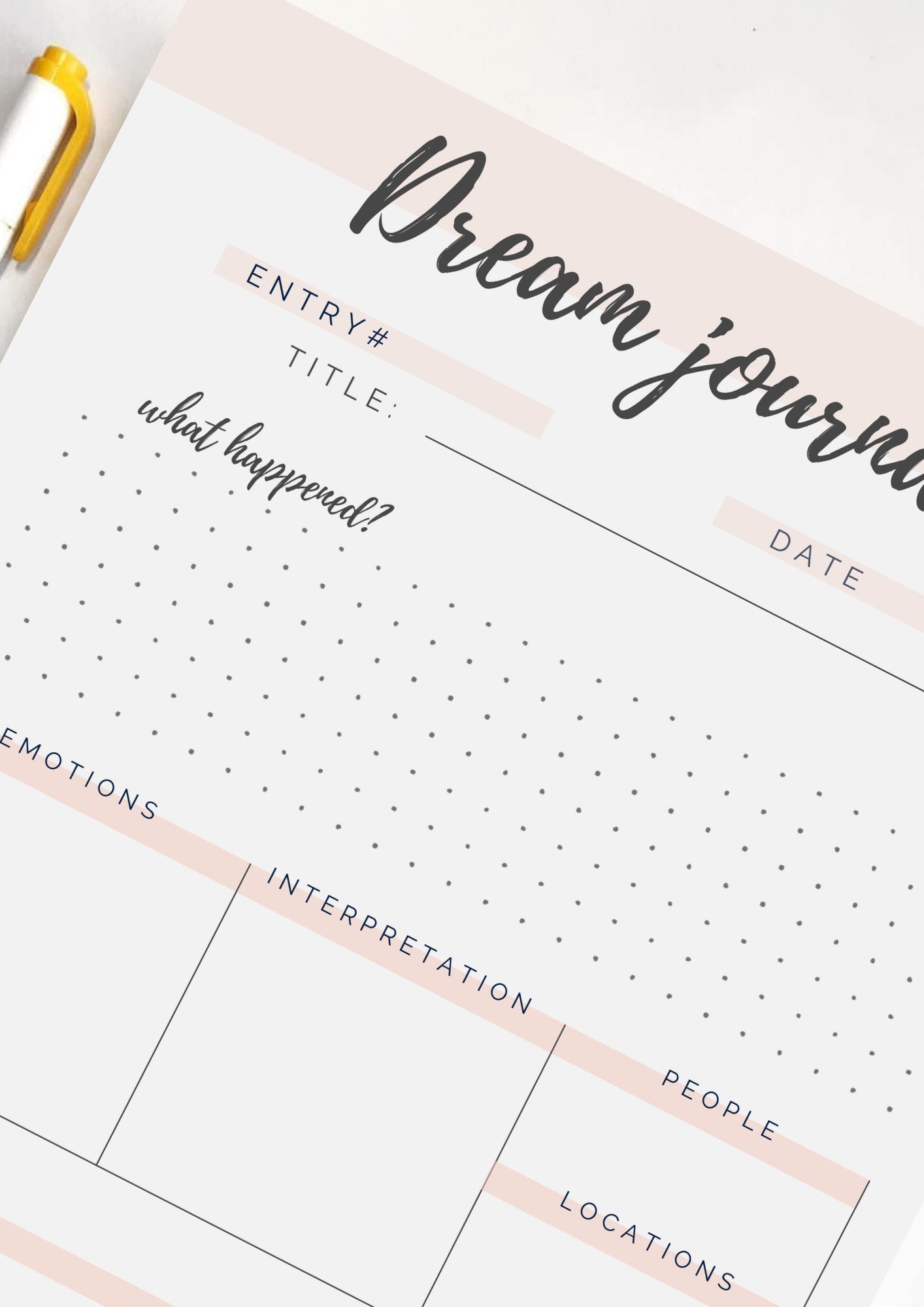 Dream Journal Planner Template Printable Templates Dream Inserts