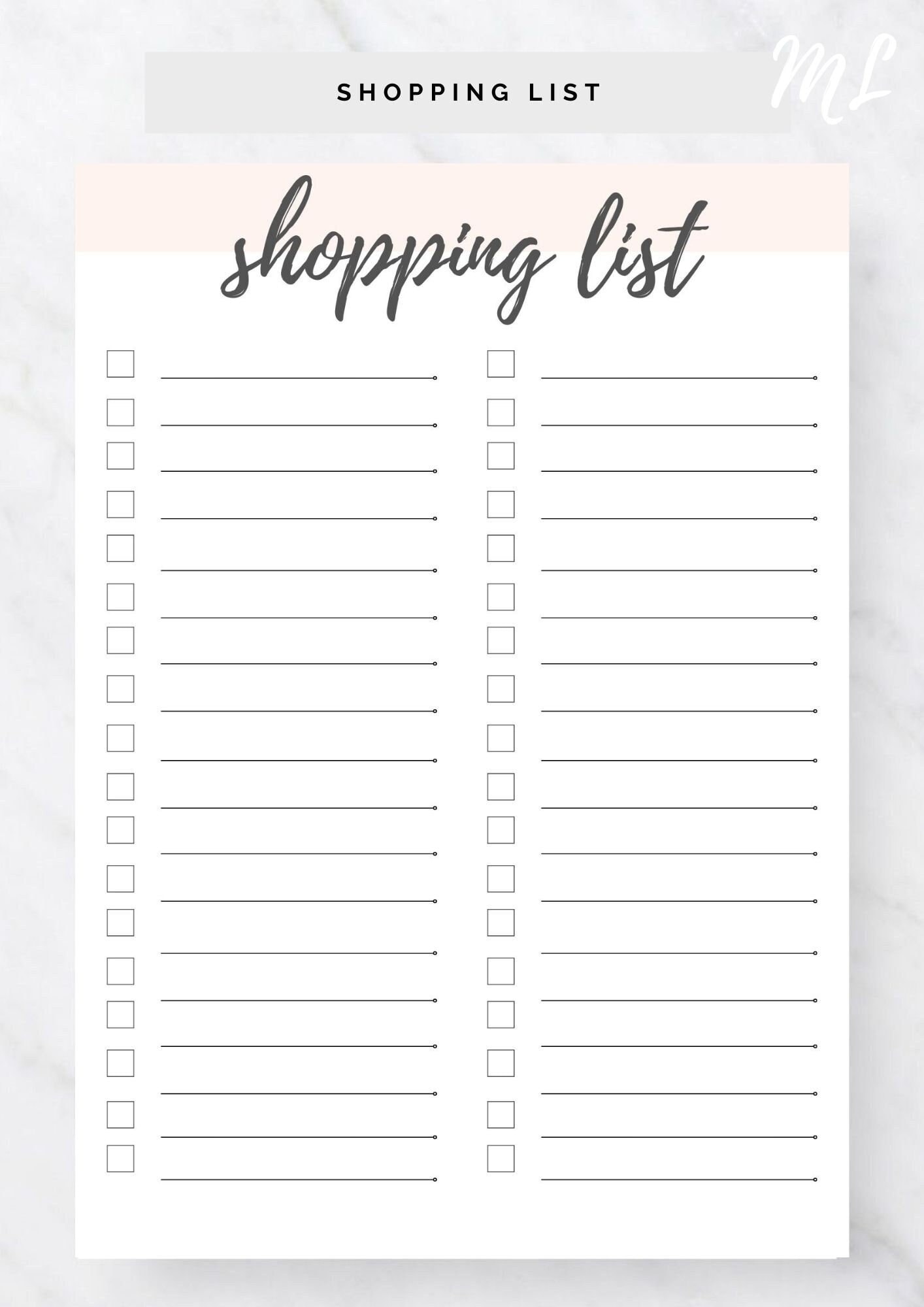 Digital Download Shopping List Printable Store List Shopping List