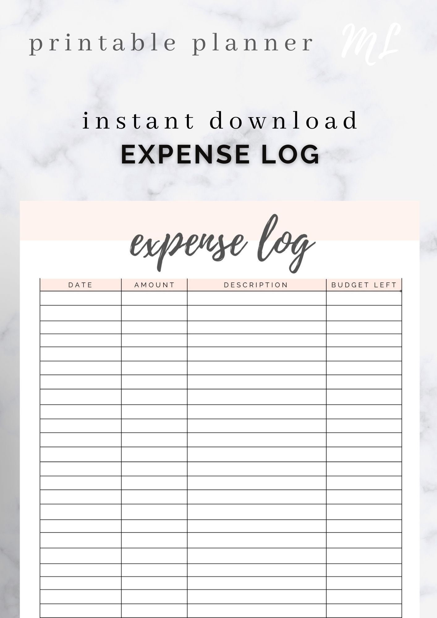 Printable Personal Expense Log