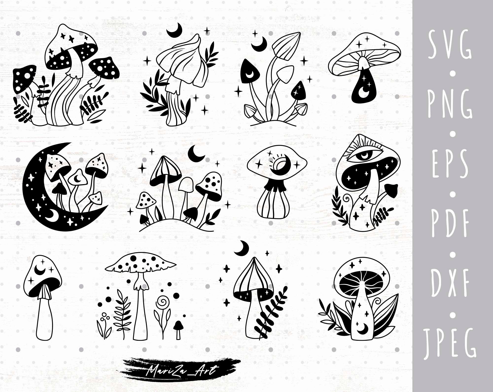 Magic Mushroom SVG bundle Floral Mushroom Png clipart | Etsy