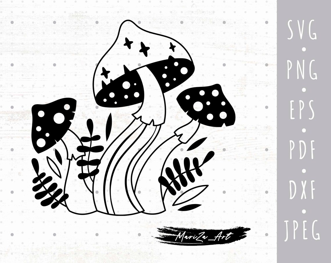 Mushroom SVG cricut files Mushroom Png clipart Celestial Etsy