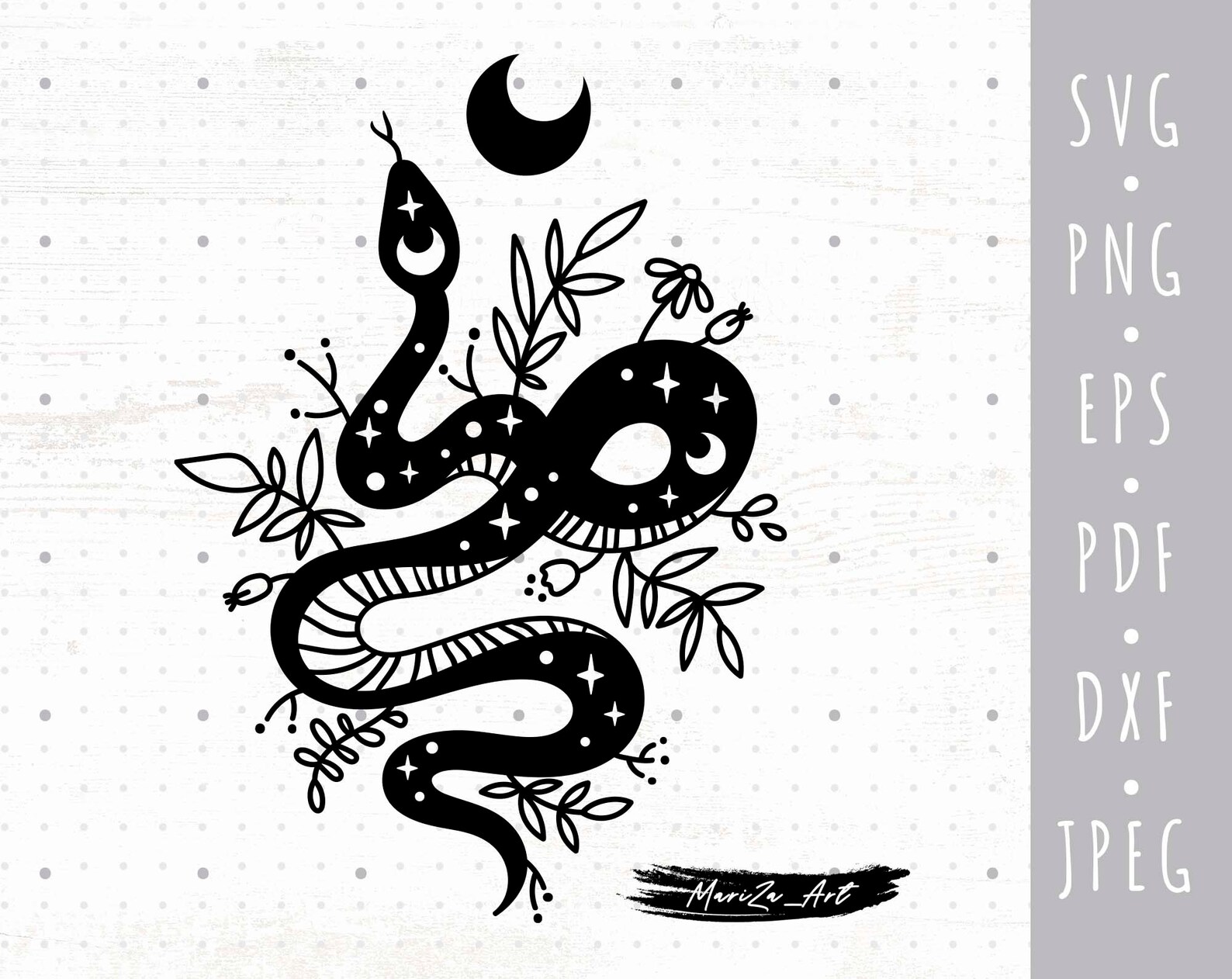 Floral snake SVG Celestial mystical snake SVG cricut files | Etsy