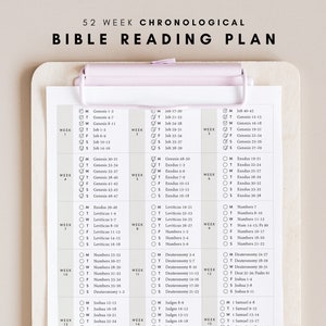 Chronological Bible Reading Plan | 52 Week Bible Reading Plan | 365 Days Bible Reading | Weekly Bible Plan | Digital Printable