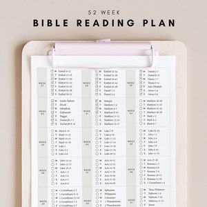 Bible Reading Plan | 52 Week Bible Reading Plan | 365 Days Bible Reading | Weekly Bible Plan | Digital Printable