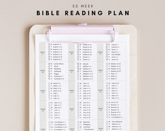 Bible Reading Plan | 52 Week Bible Reading Plan | 365 Days Bible Reading | Weekly Bible Plan | Digital Printable