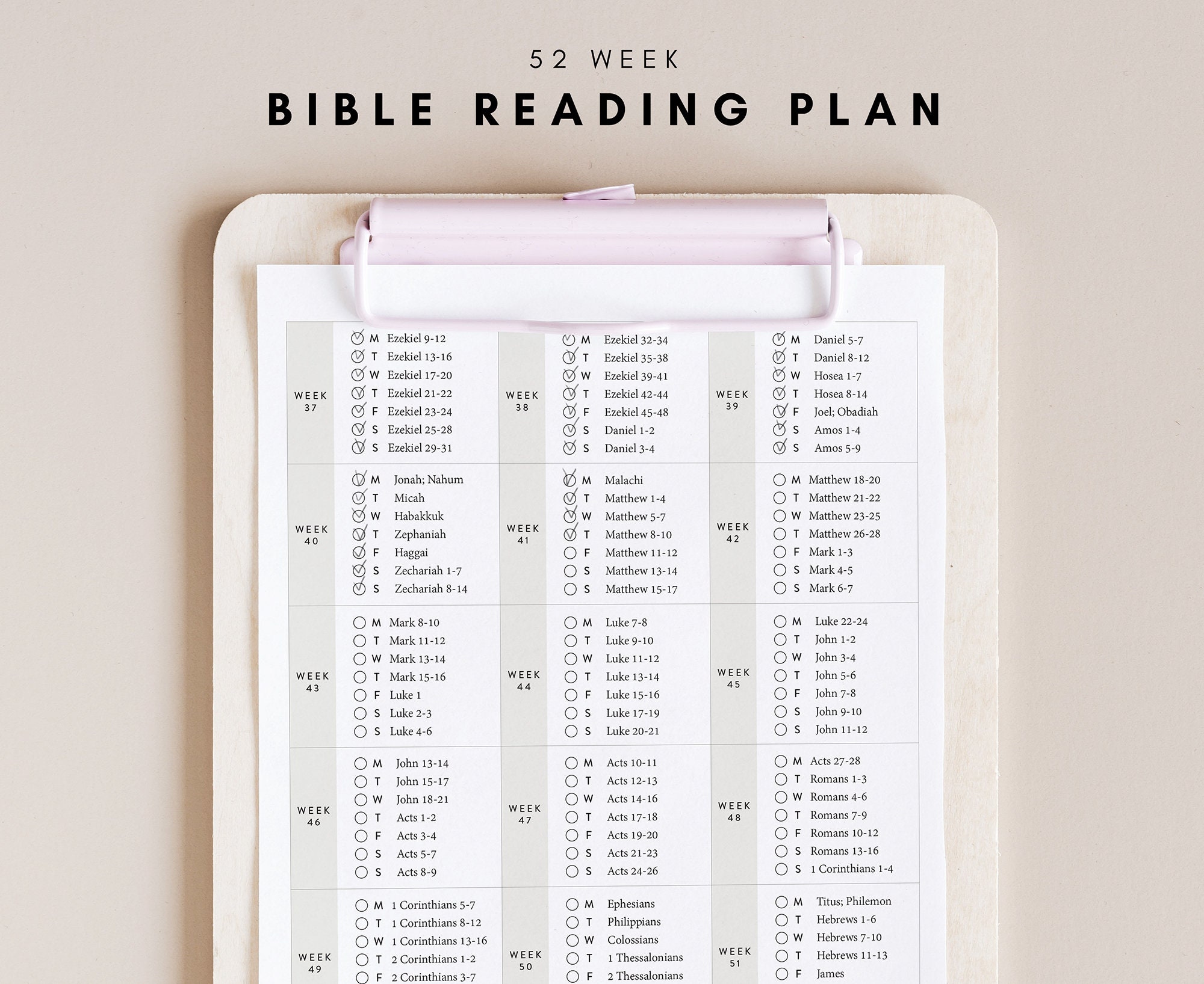 Bible Reading Plan 52 Week Bible Reading Plan 365 Days Etsy
