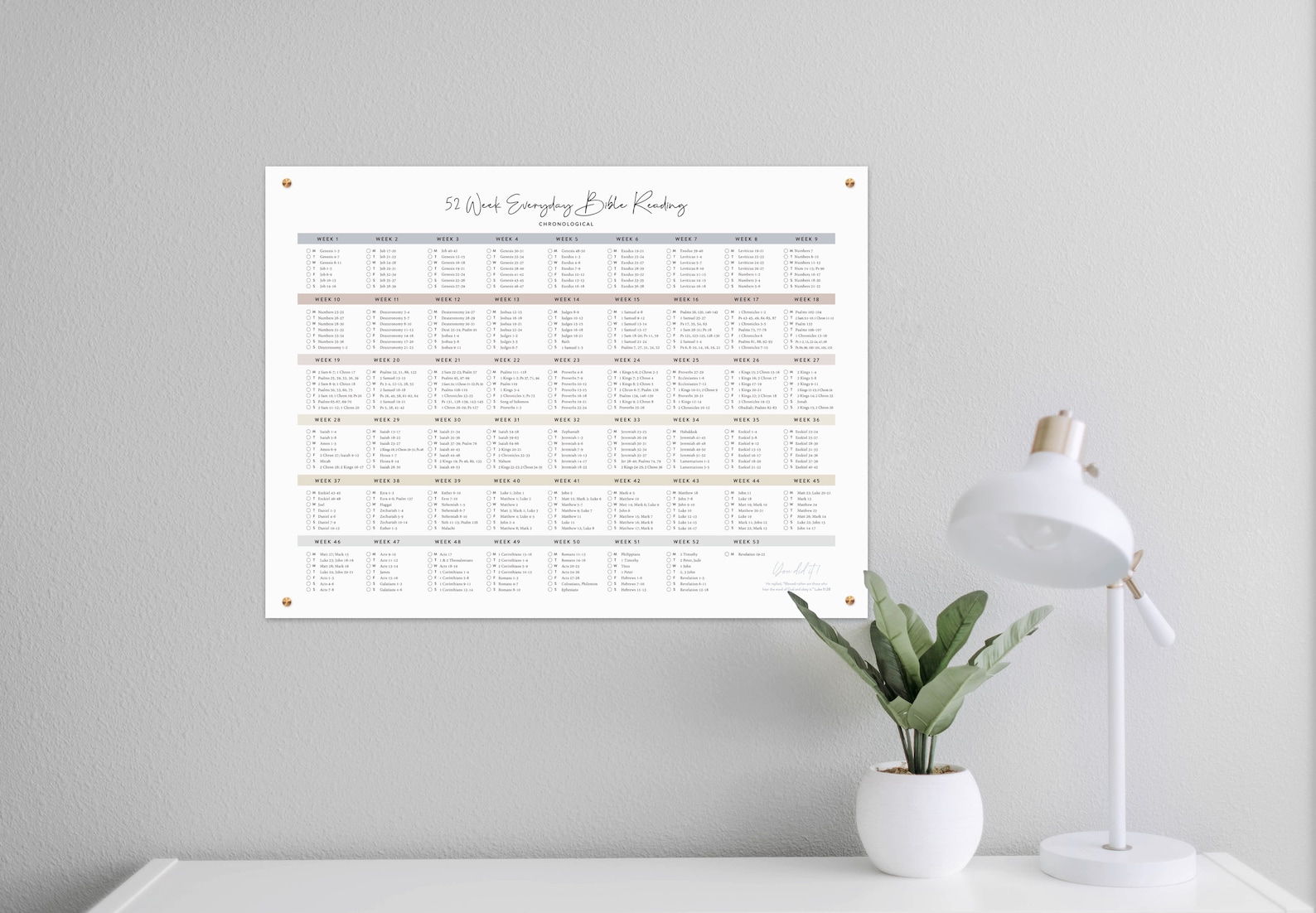 Chronological Bible Reading Plan Poster | 52 Week Bible Reading Plan ...