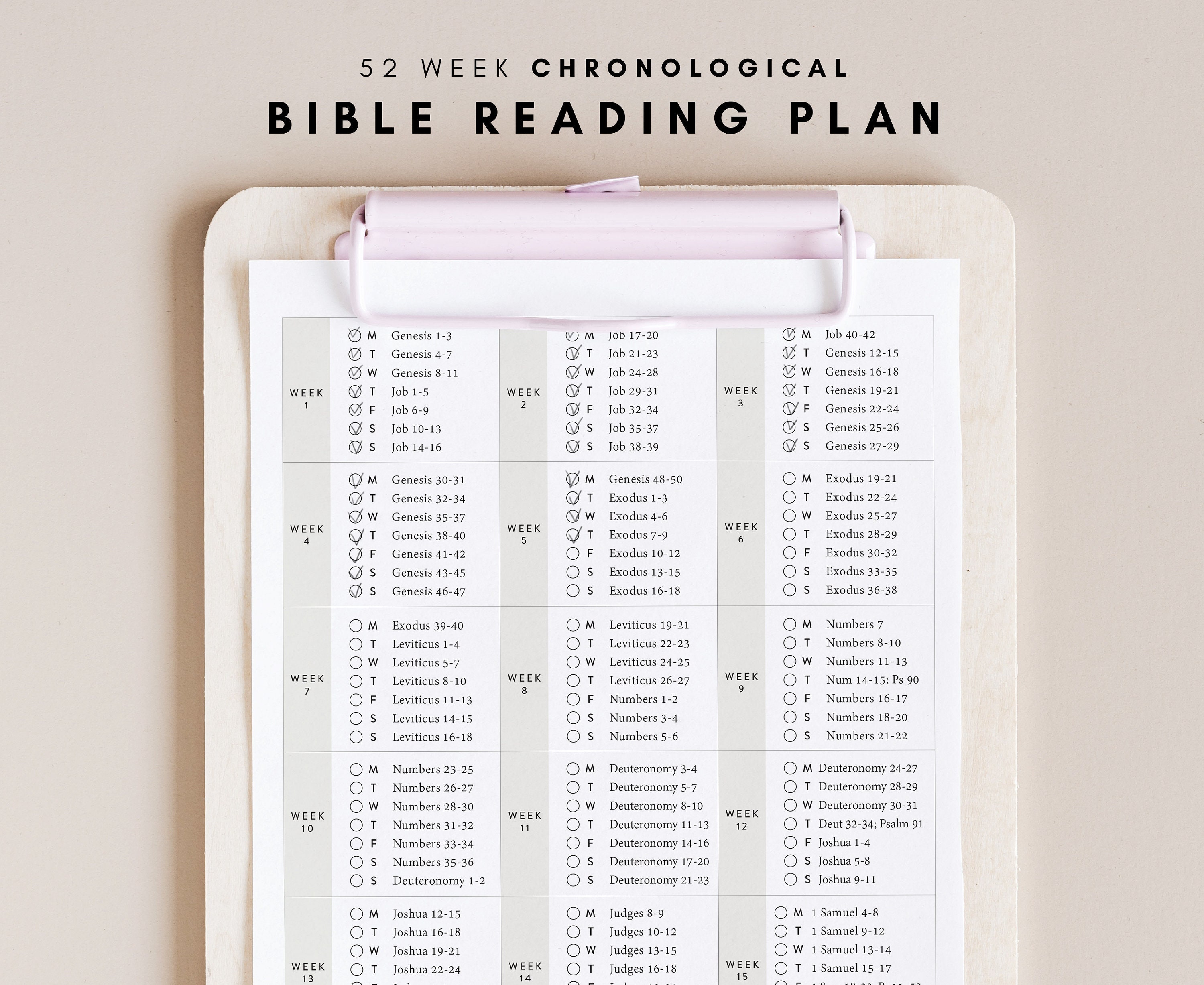 Chronological Bible Reading Plan 52 Week Bible Reading Plan 365 Days