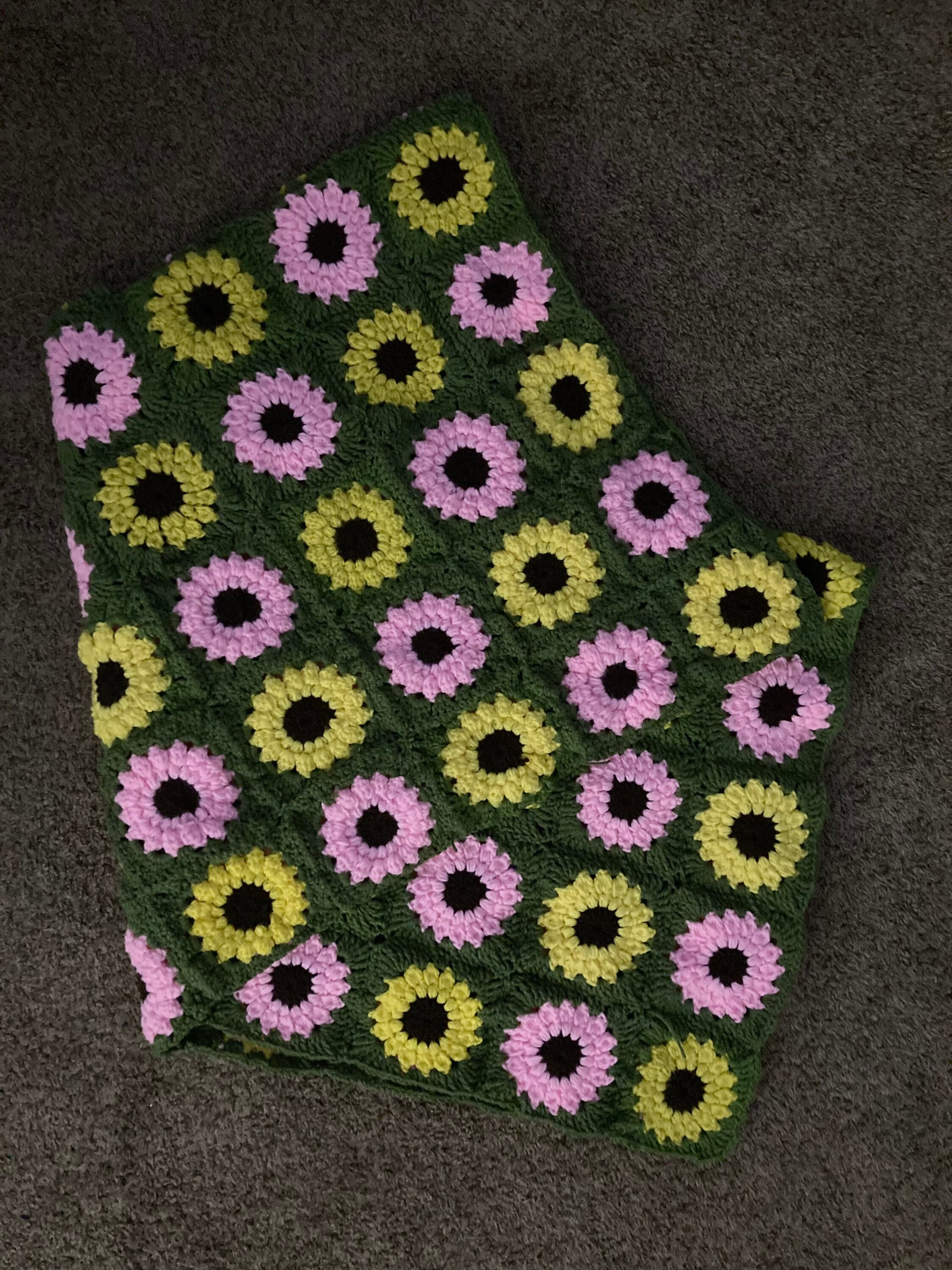 Sunflower crochet blanket | Etsy