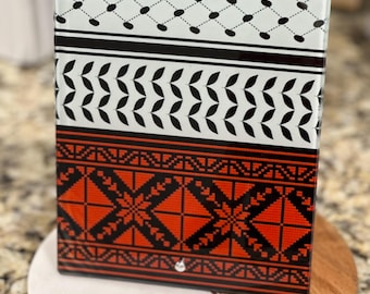 Palestine Glass Frame | Palestine Keffiyeh | Palestine Art | Palestine Embroidery