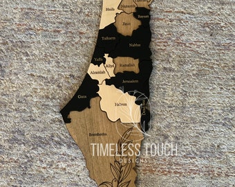 Wood and acrylic Palestine map - Palestine wall map - Palestine gift - Palestine map 1947