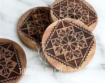 Palestine coasters | Tatreez coasters | Housewarming gift | Custom engraved coasters