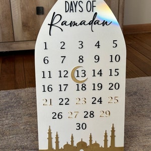 SOLD OUT! Shipping 2 months out. Updated Ramadan countdown calendar wood and acrylic
