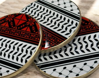 Palestine coasters | Tatreez coasters | Keffiyeh coasters