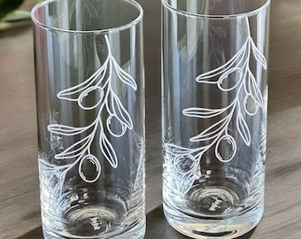 Engraved Olive branch glassware | Palestine olive branch | Palestine cup | Palestine gift