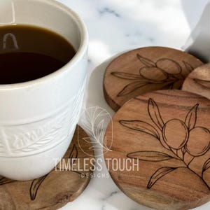 Palestine coasters | Tatreez coasters | Olive branch coasters | Housewarming gift | Custom engraved coasters