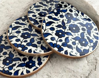 Palestine Coasters | Palestine Floral Folk Art | Hebron Ceramics