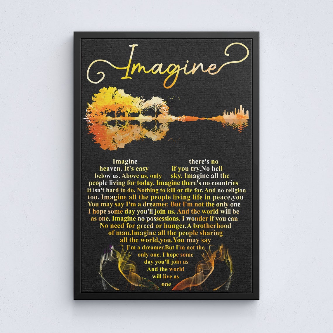 John Lennon Imagine Lyrics Poster Imagine Lyrics Imagine | Etsy